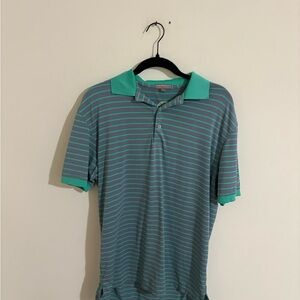 Peter Millar Hammock Bay Aqua and Mint Striped Golf Shirt